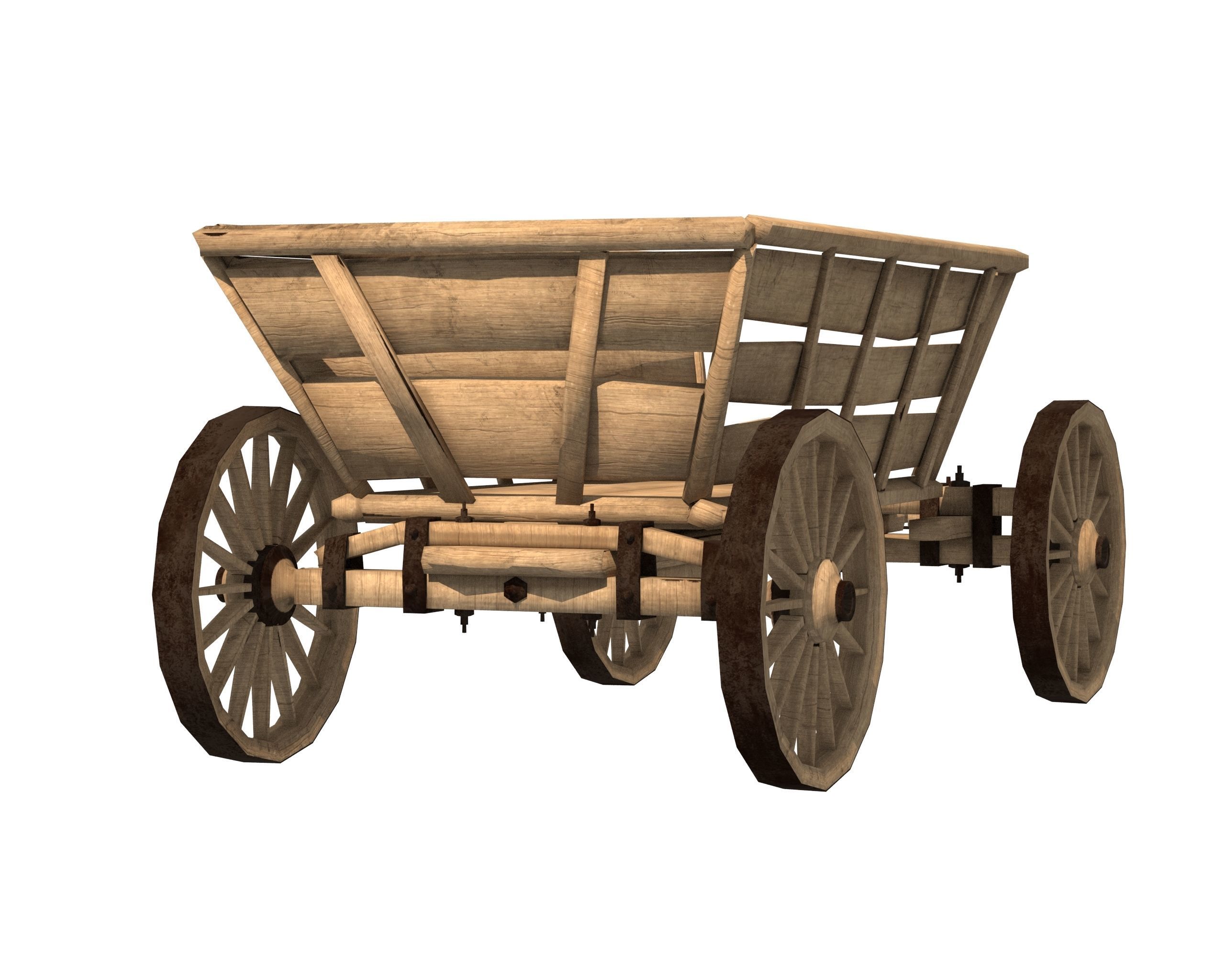Wooden Cart Free low-poly 3D model_13