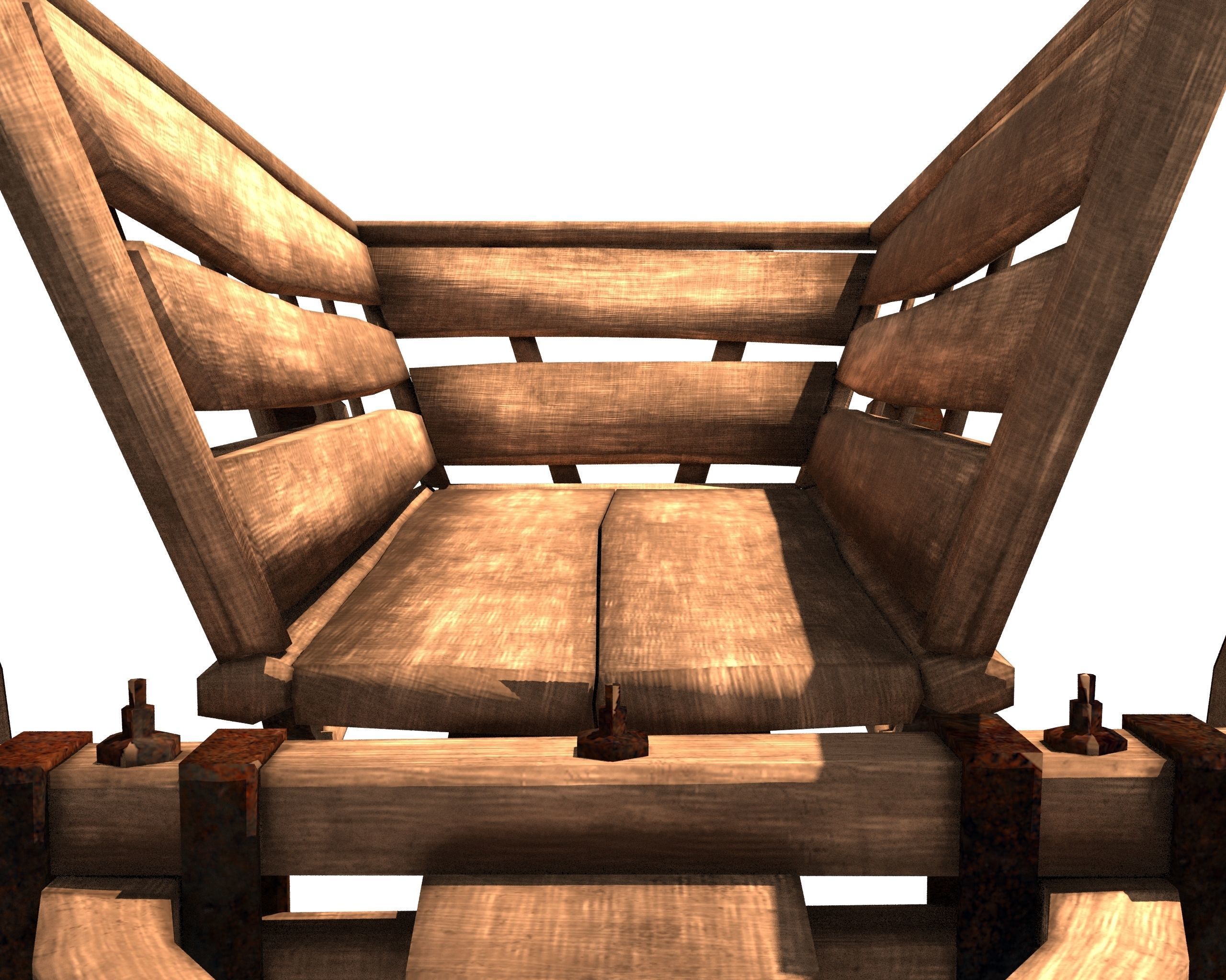 Wooden Cart Free low-poly 3D model_7