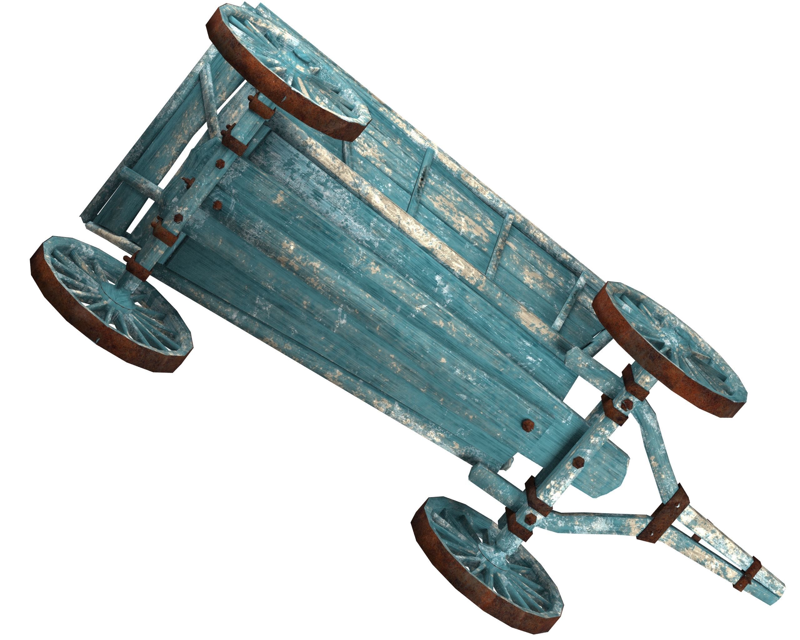 Wooden Cart Free low-poly 3D model_19
