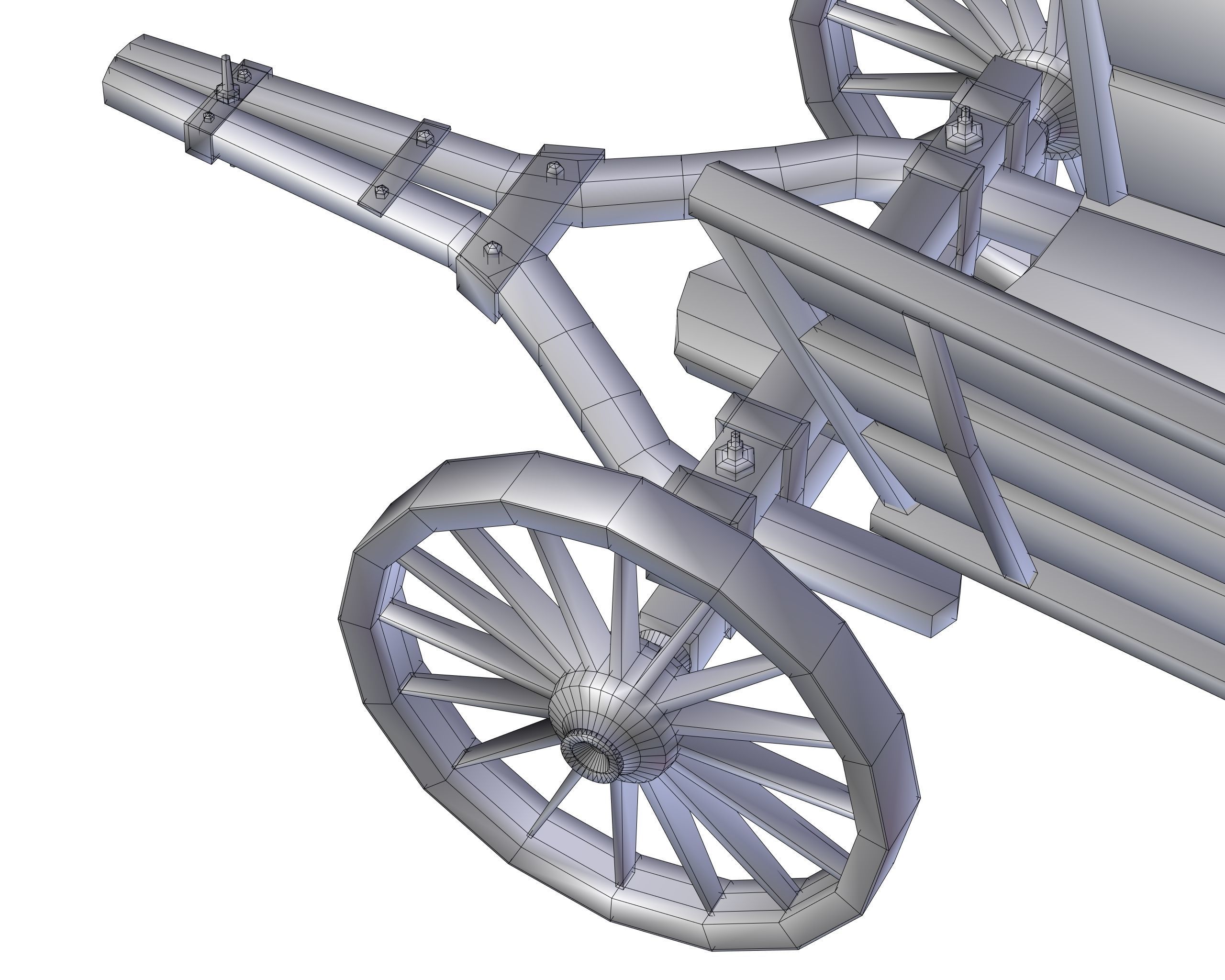 Wooden Cart Free low-poly 3D model_25