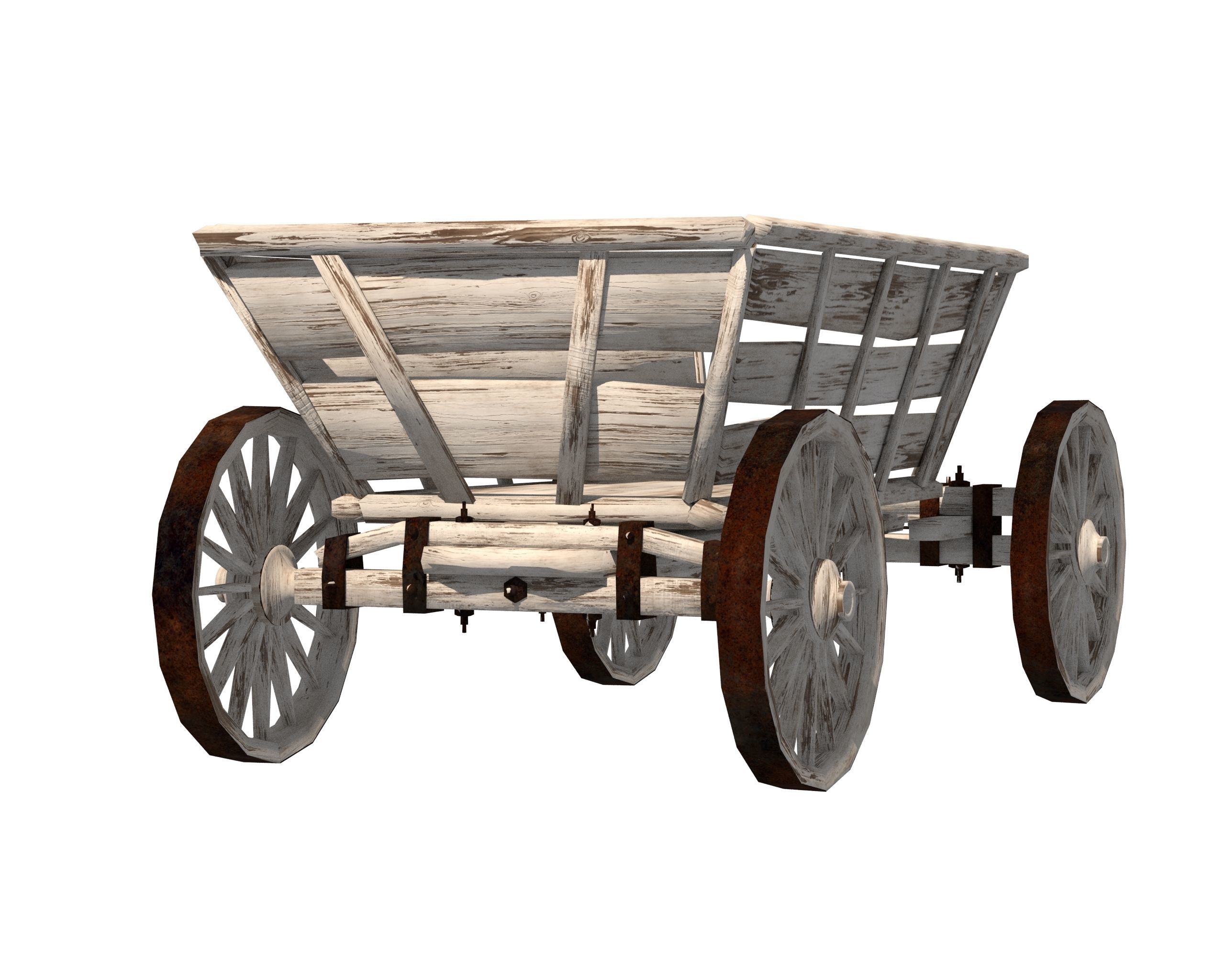 Wooden Cart Free low-poly 3D model_15