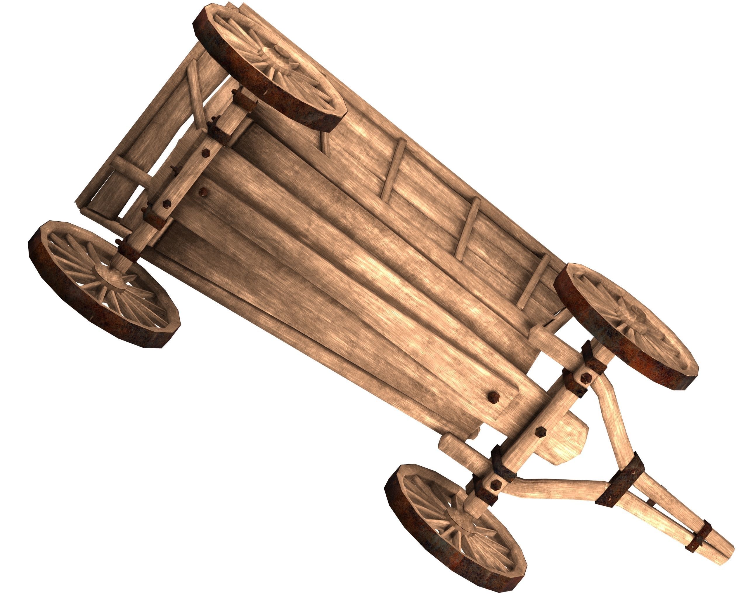 Wooden Cart Free low-poly 3D model_17