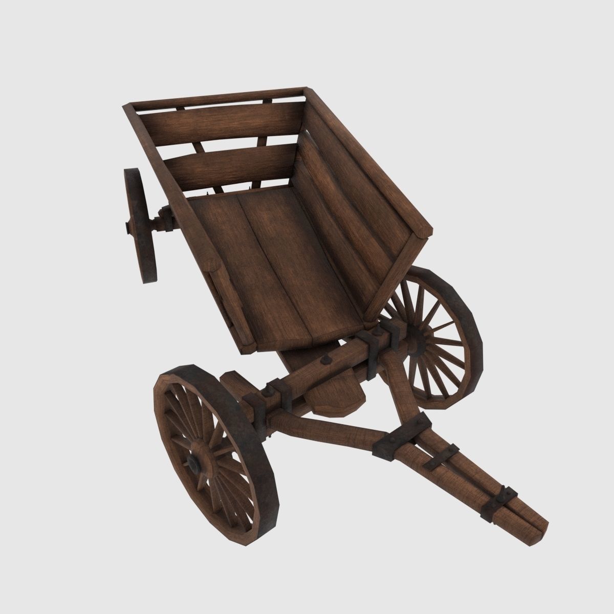 Wooden Cart Free low-poly 3D model_21