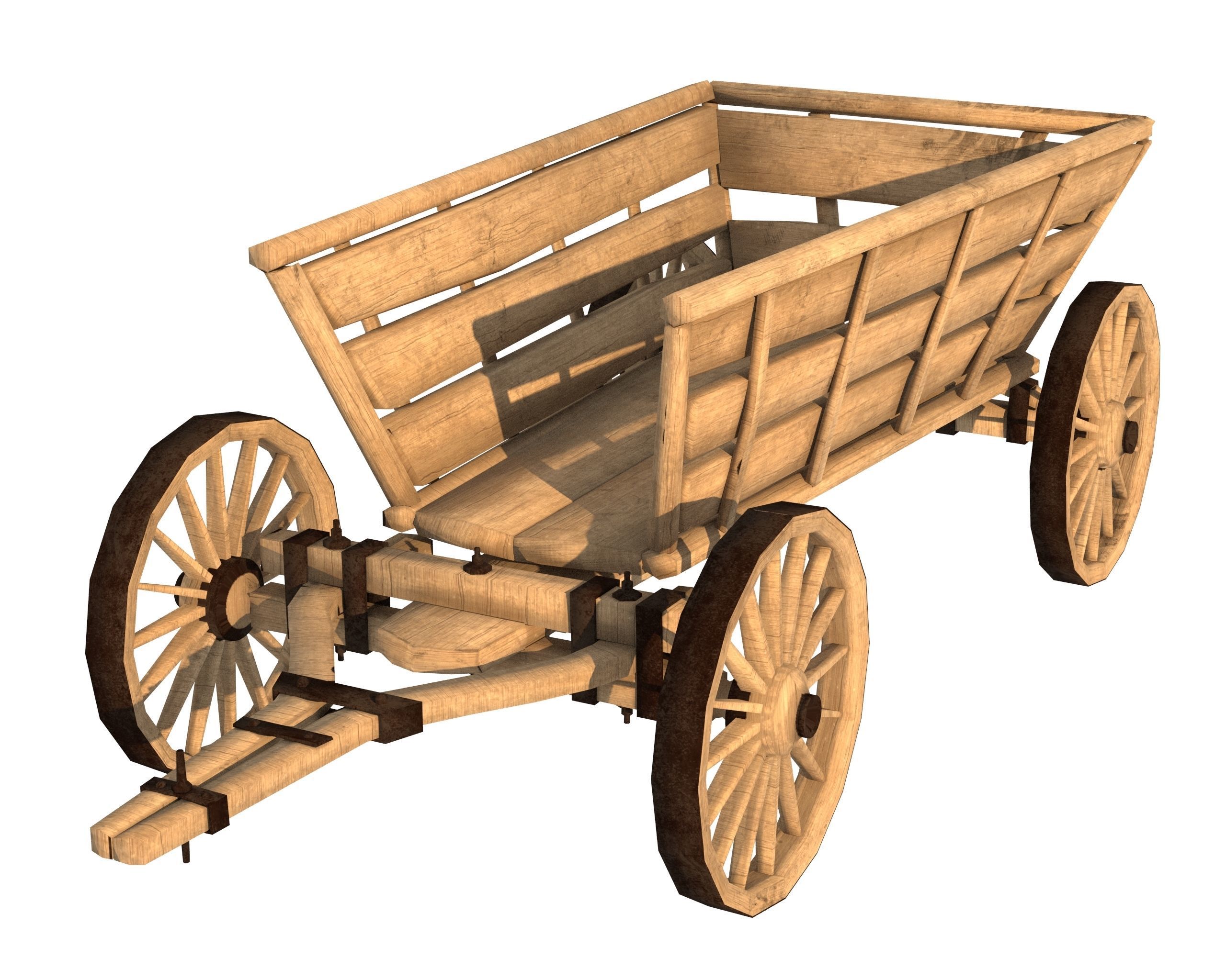 Wooden Cart Free low-poly 3D model_3