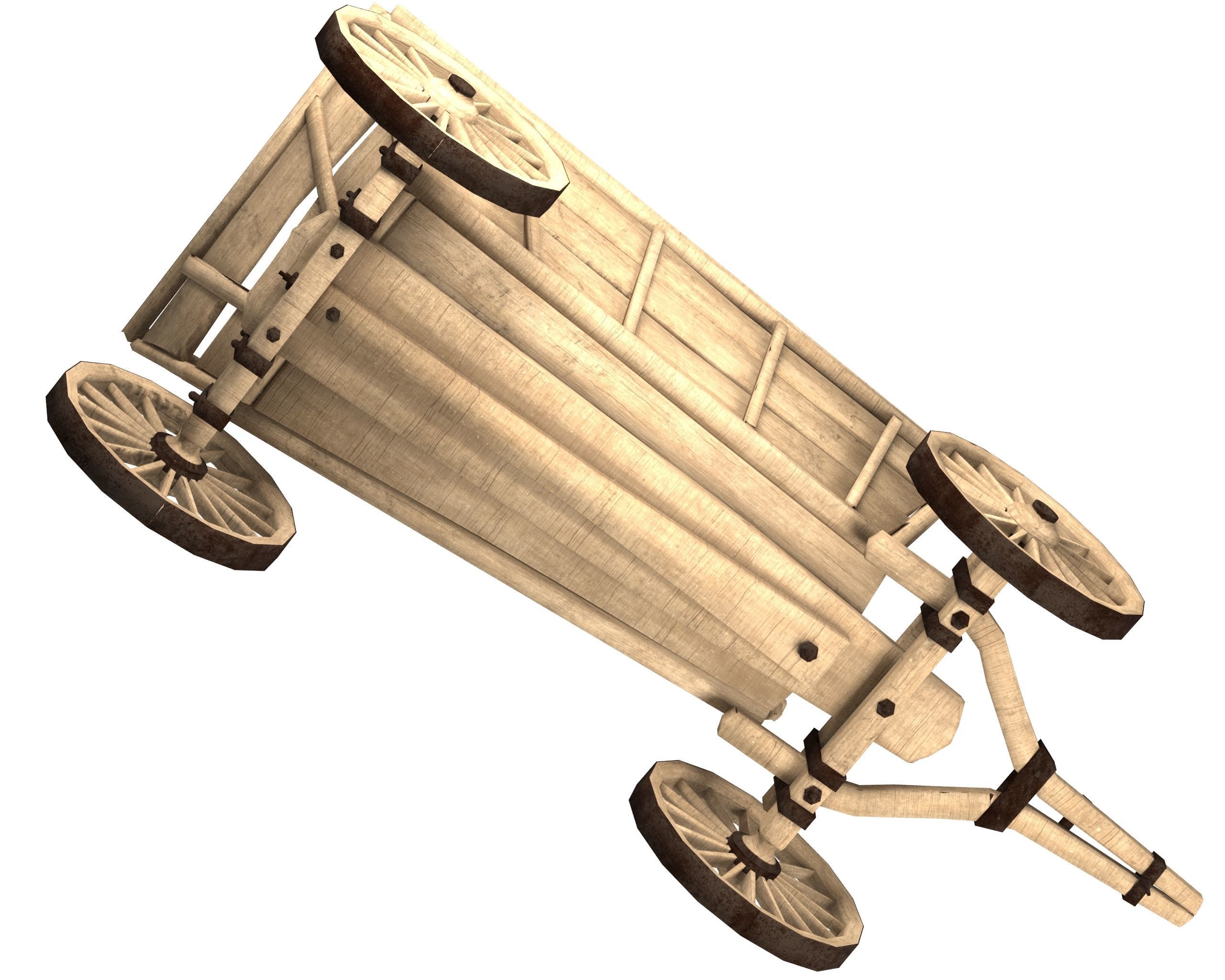 Wooden Cart Free low-poly 3D model_18