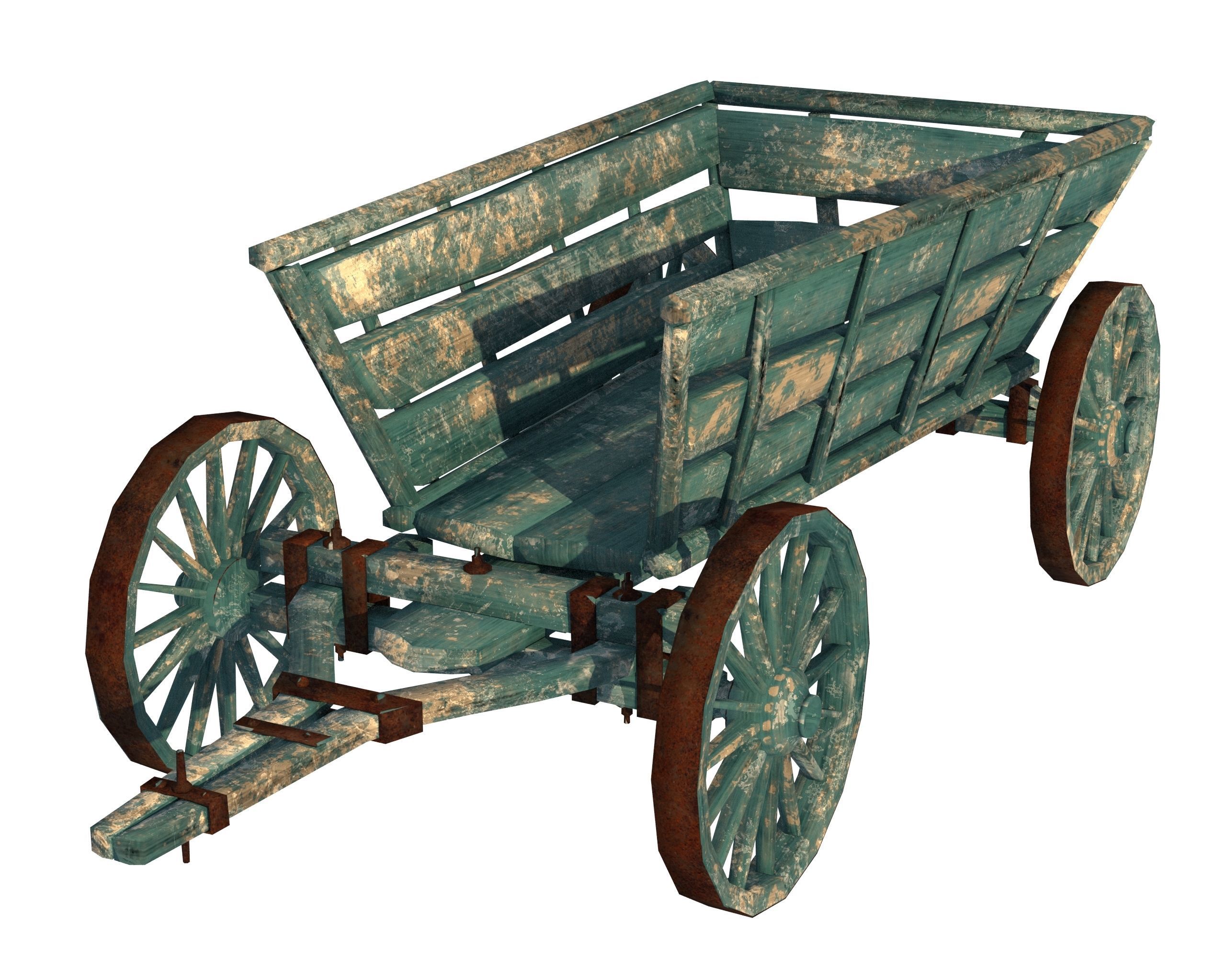 Wooden Cart Free low-poly 3D model_4