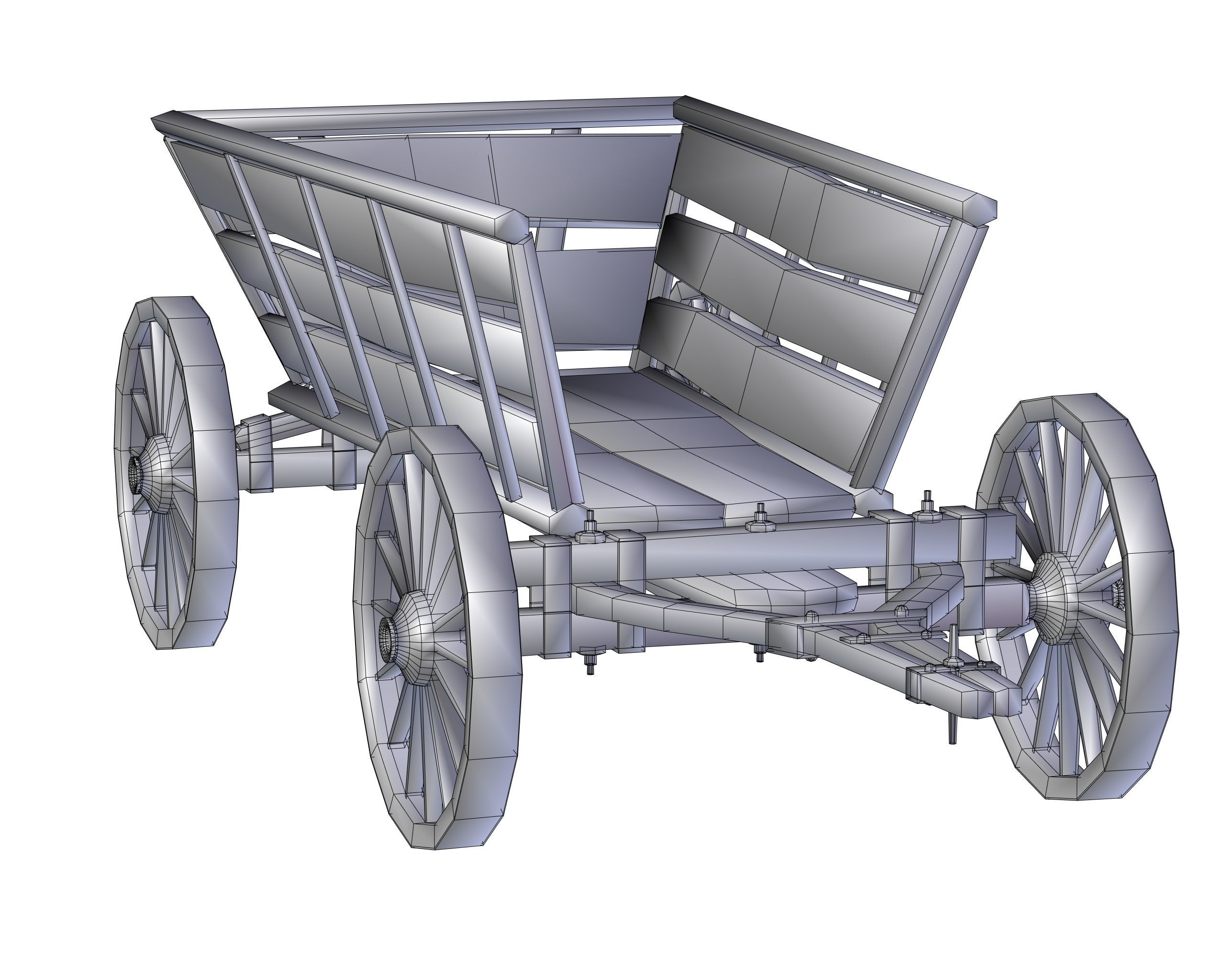 Wooden Cart Free low-poly 3D model_22