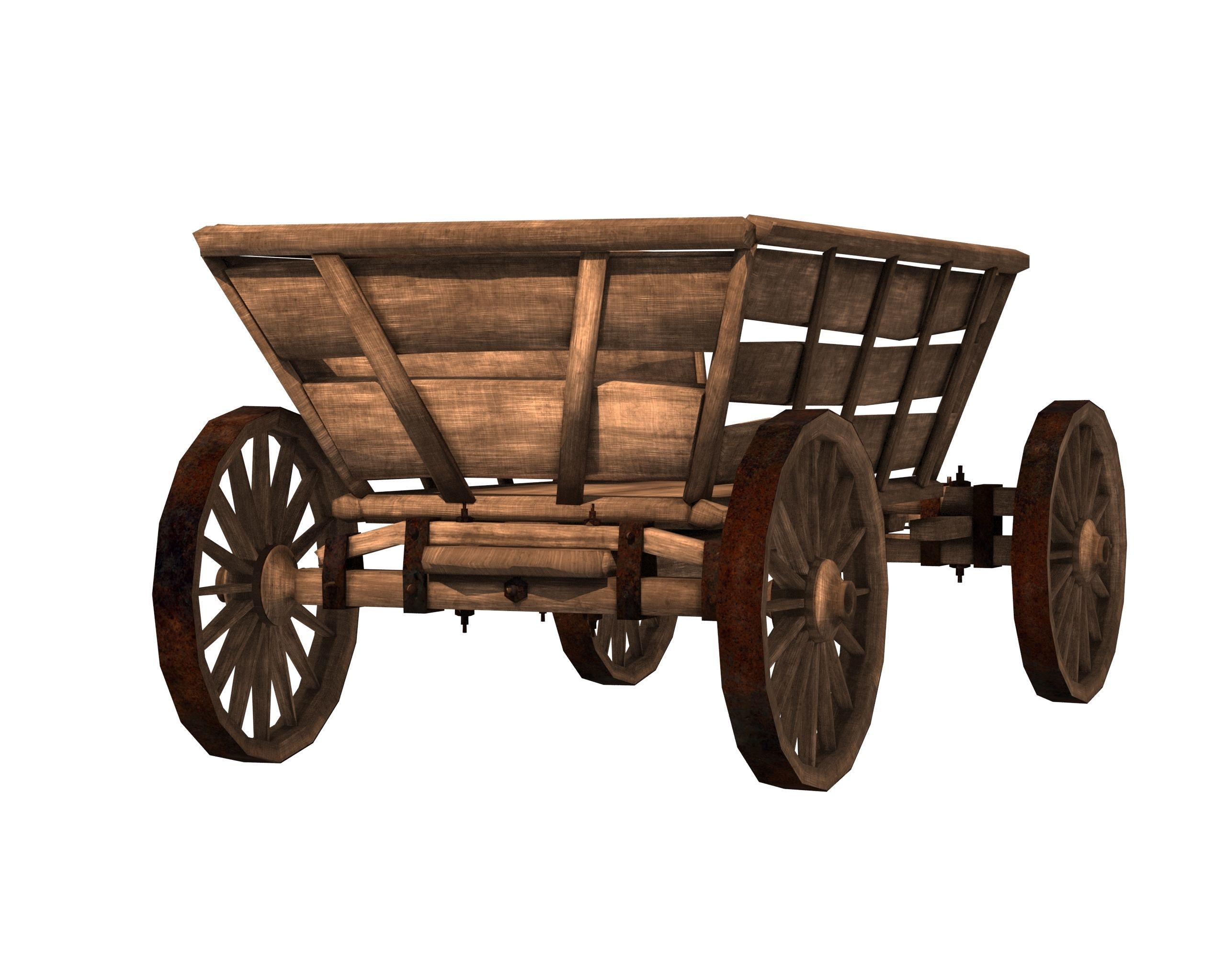 Wooden Cart Free low-poly 3D model_12