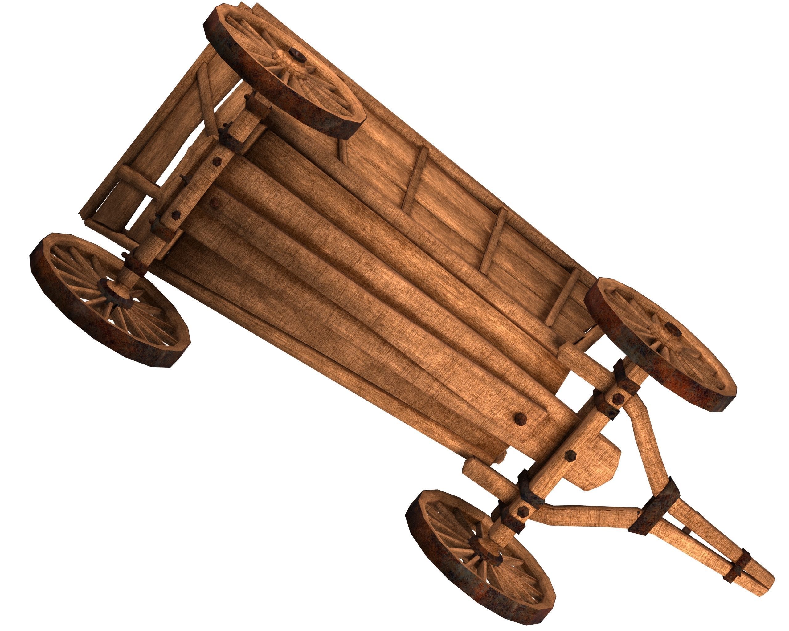 Wooden Cart Free low-poly 3D model_16