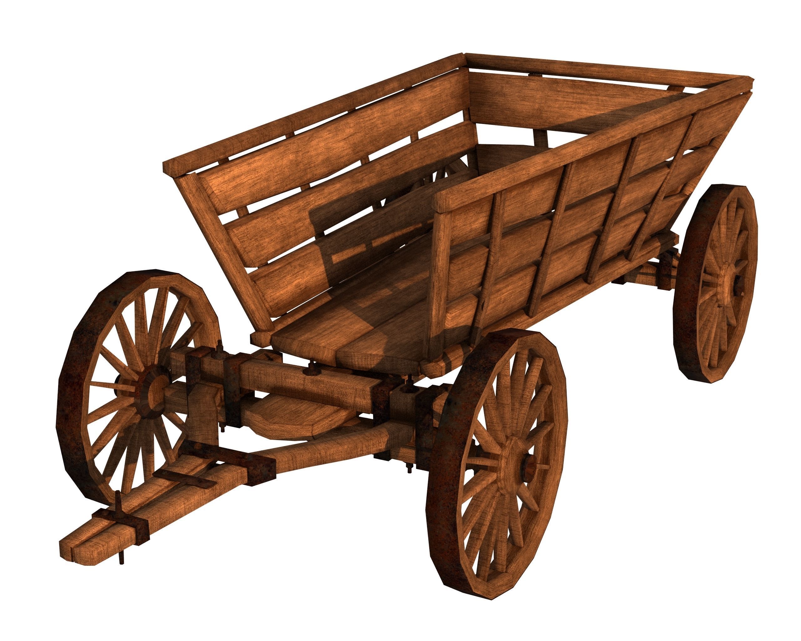 Wooden Cart Free low-poly 3D model_1