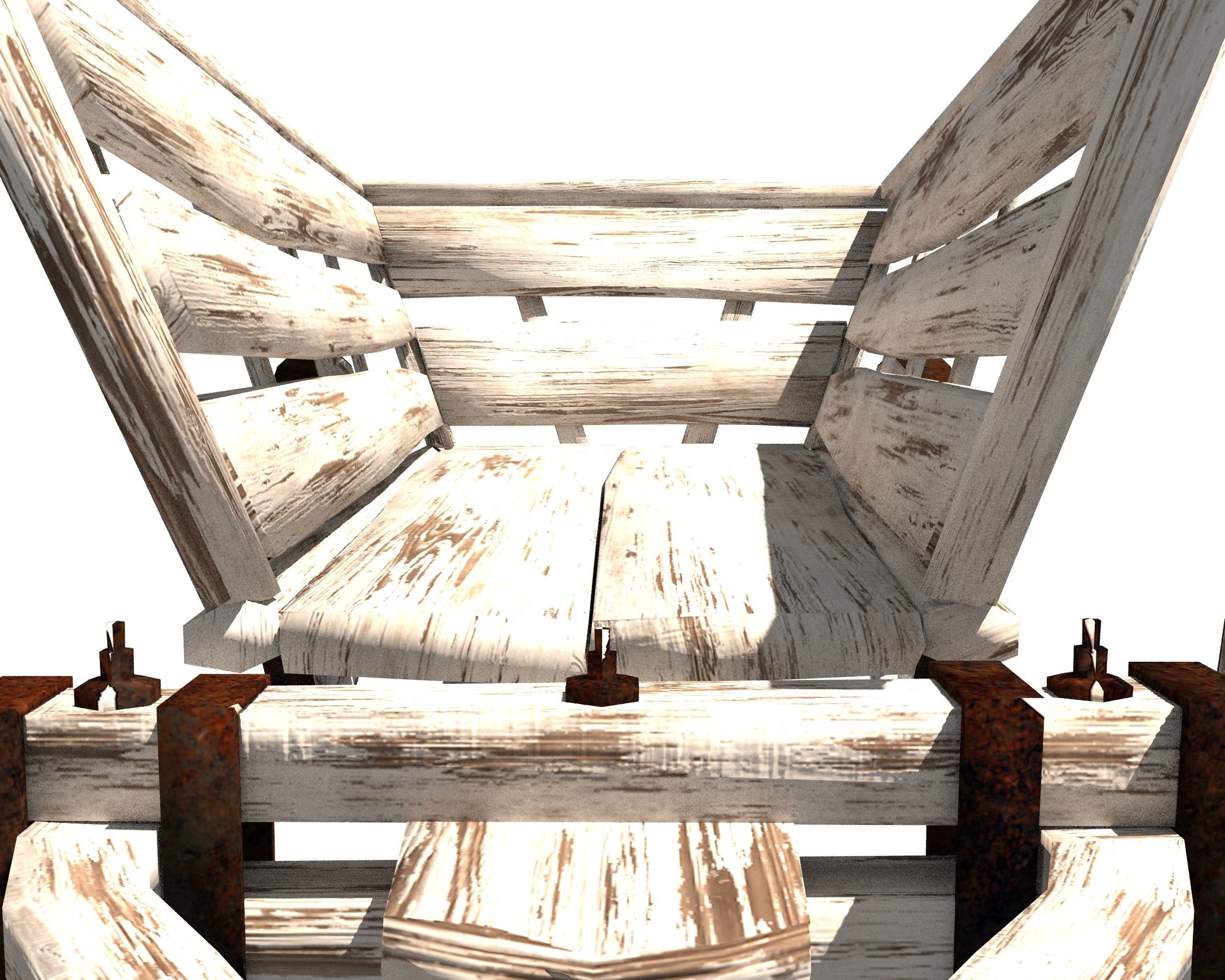 Wooden Cart Free low-poly 3D model_10