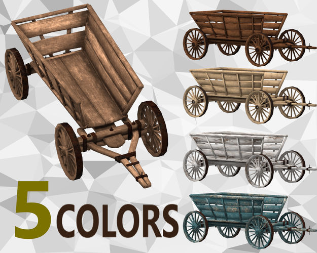 Wooden Cart Free low-poly 3D model