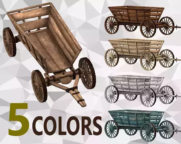 Wooden Cart Free low-poly 3D model