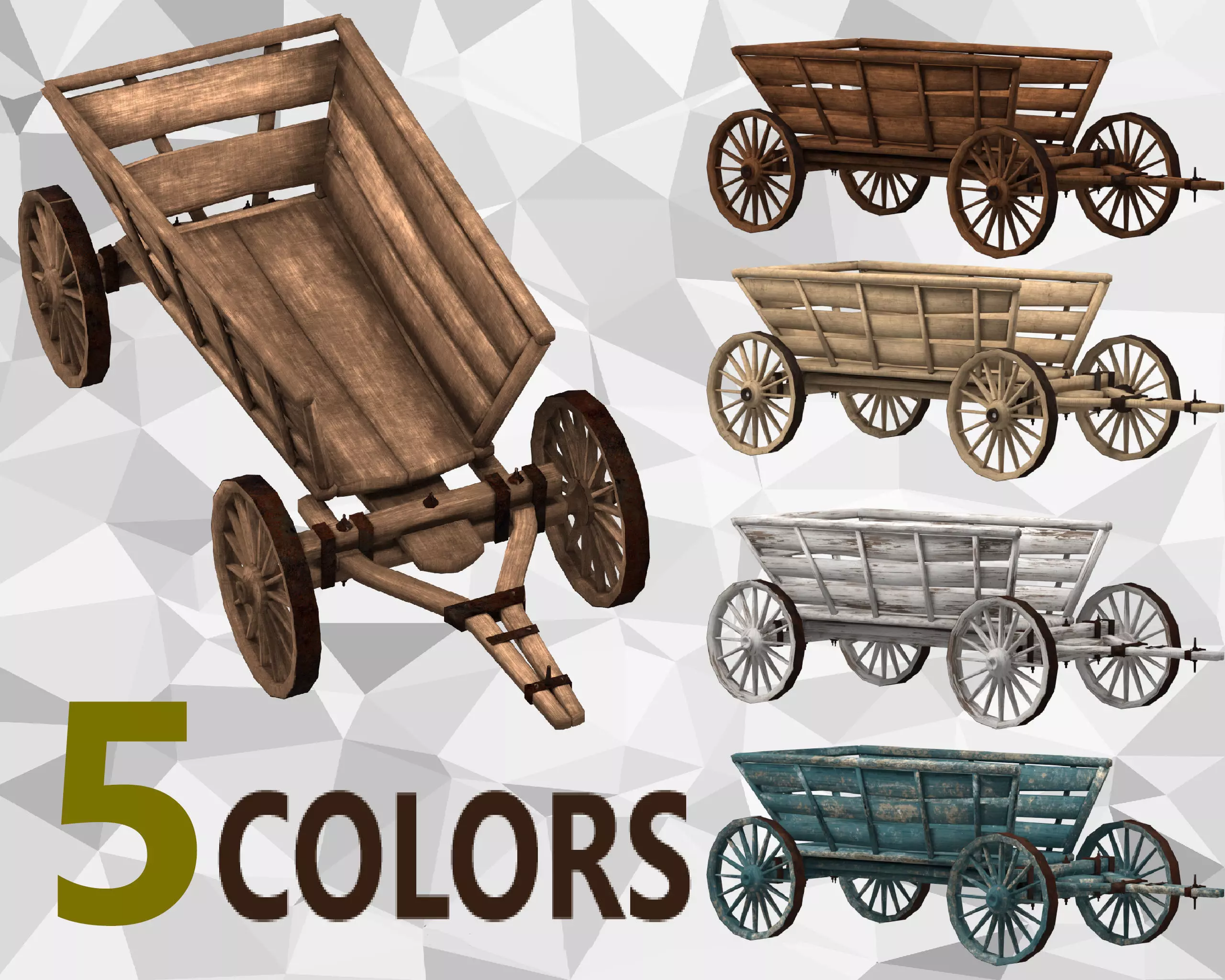 Wooden Cart Free low-poly 3D model_0