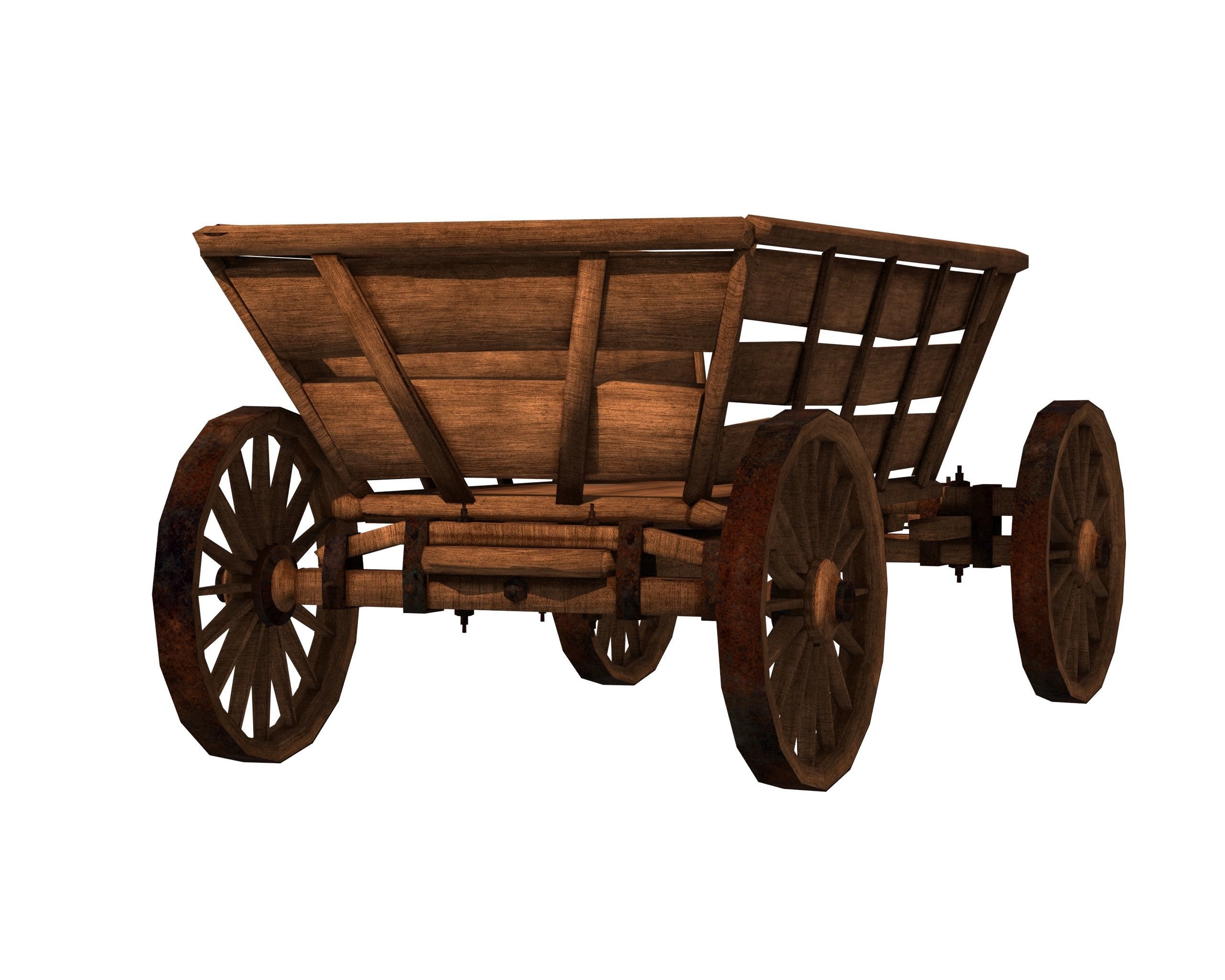 Wooden Cart Free low-poly 3D model_11