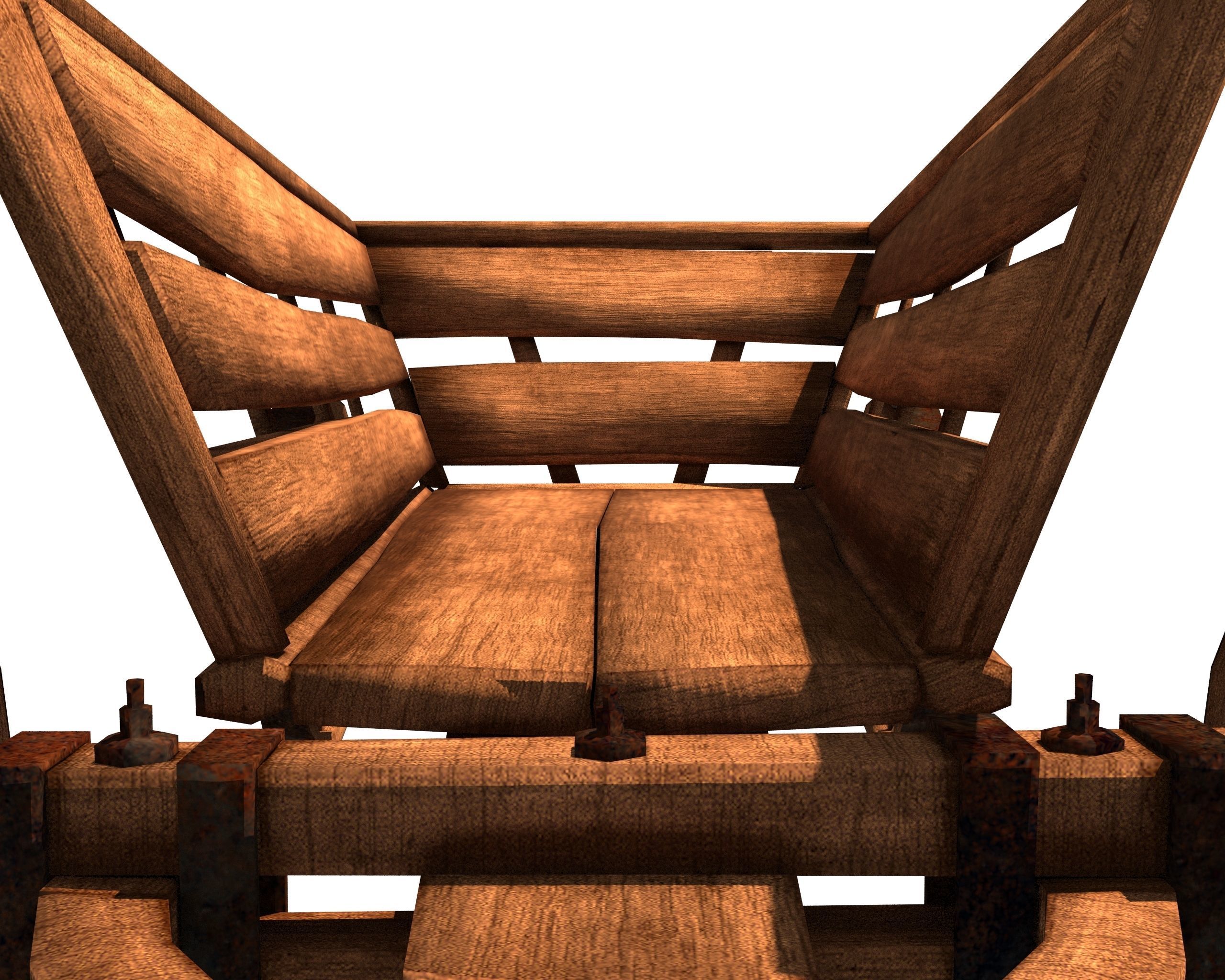 Wooden Cart Free low-poly 3D model_6