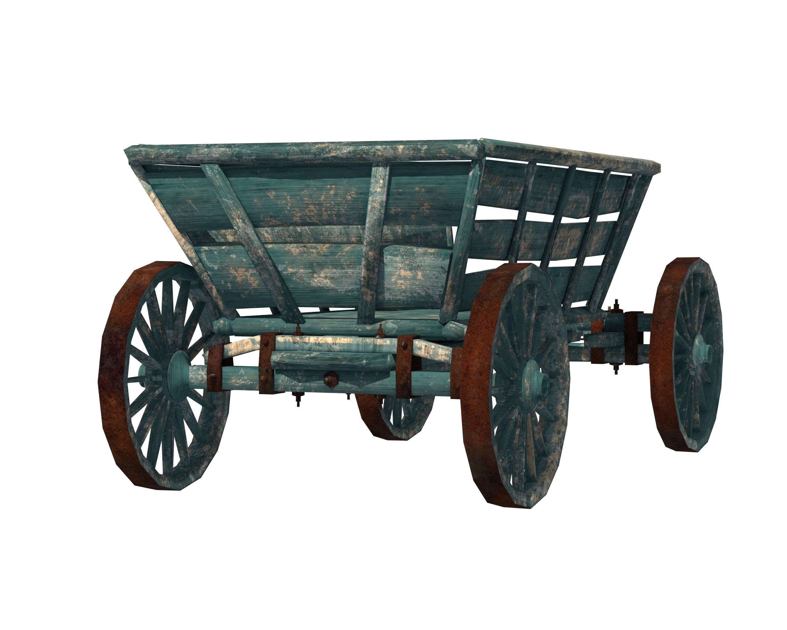 Wooden Cart Free low-poly 3D model_14