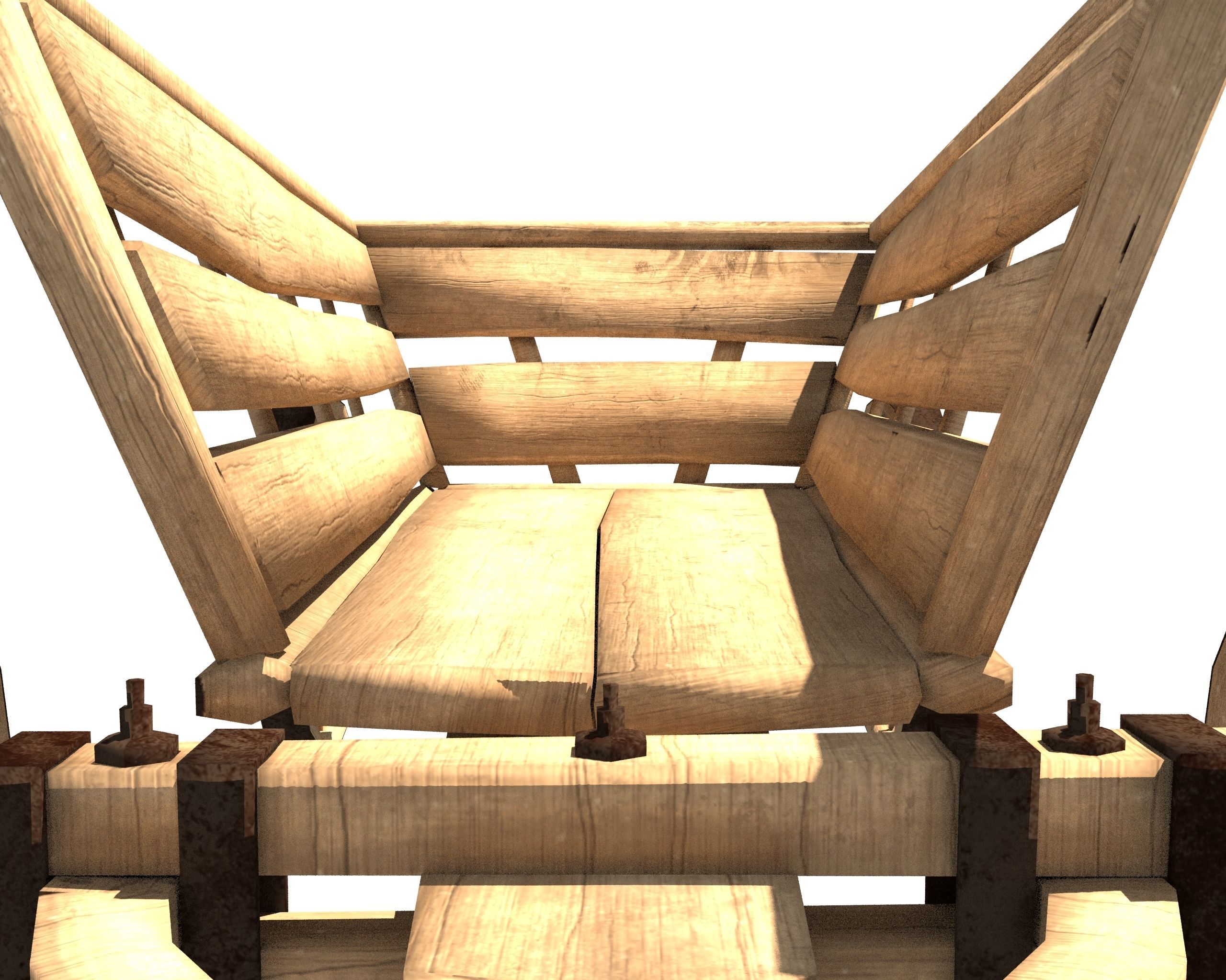 Wooden Cart Free low-poly 3D model_8