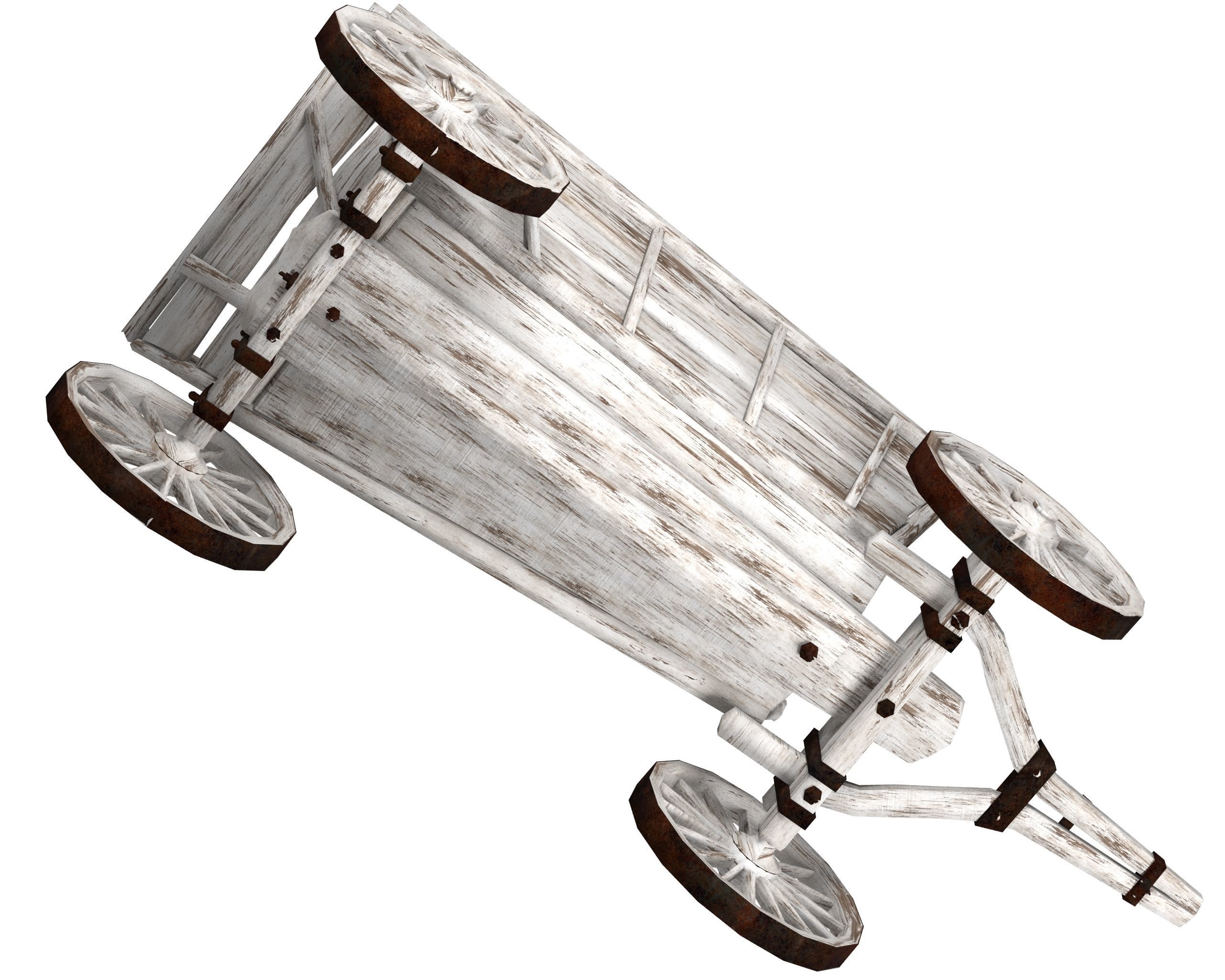 Wooden Cart Free low-poly 3D model_20