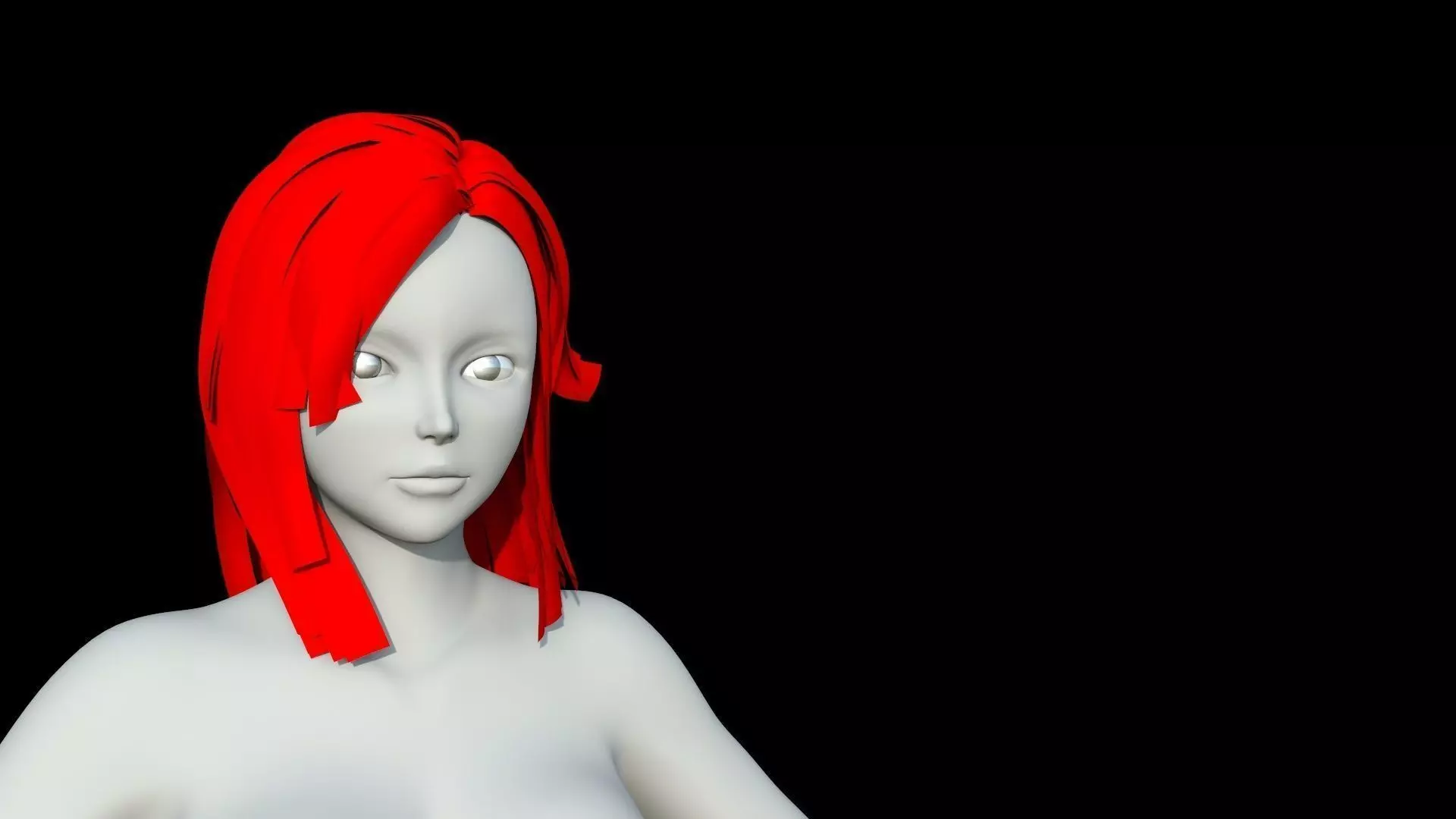 Base mesh anime female character - low poly Low-poly 3D model_0