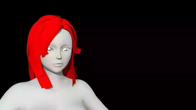 Base mesh anime female character - low poly Low-poly 3D model