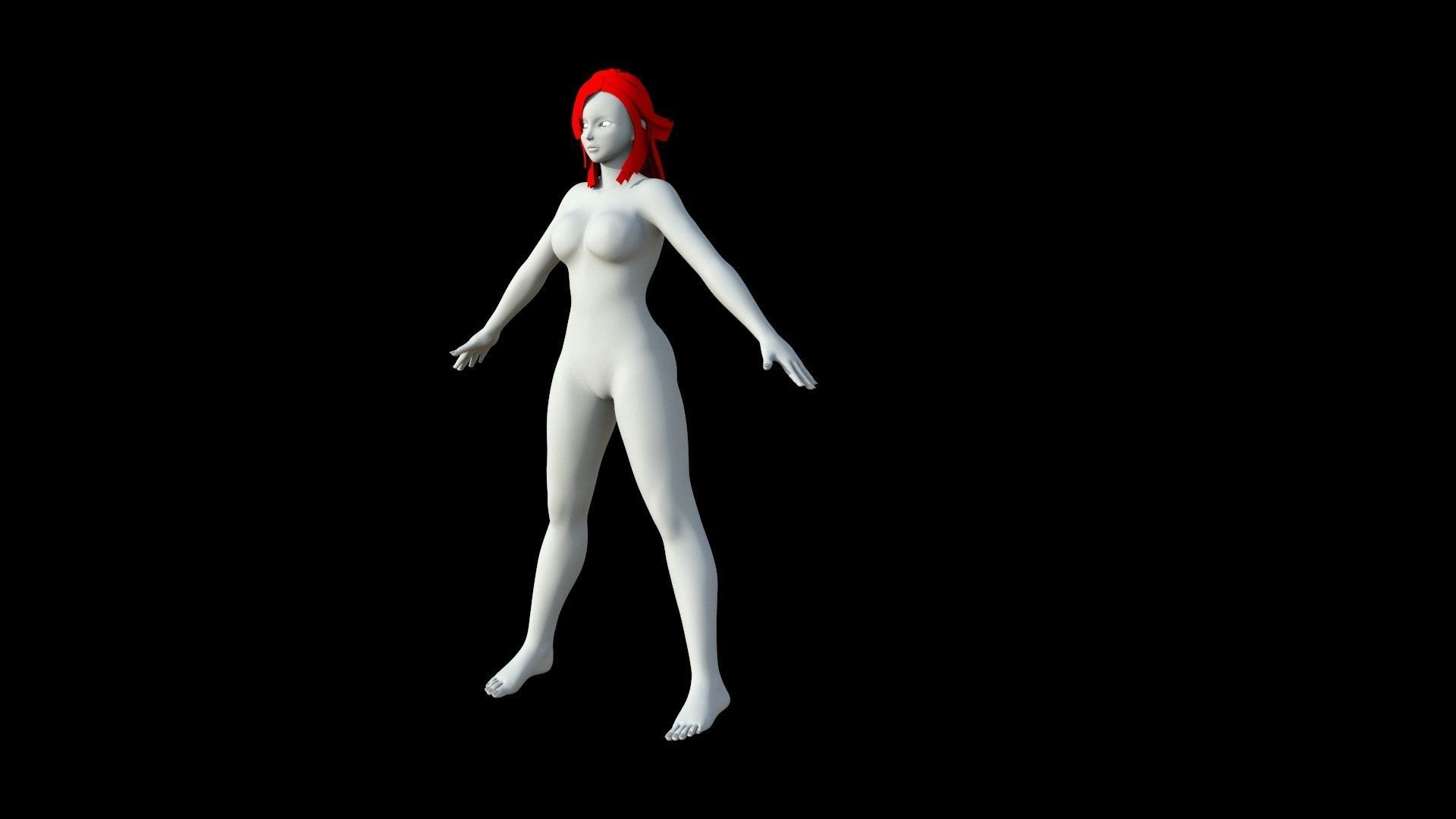 Base mesh anime female character - low poly Low-poly 3D model_4