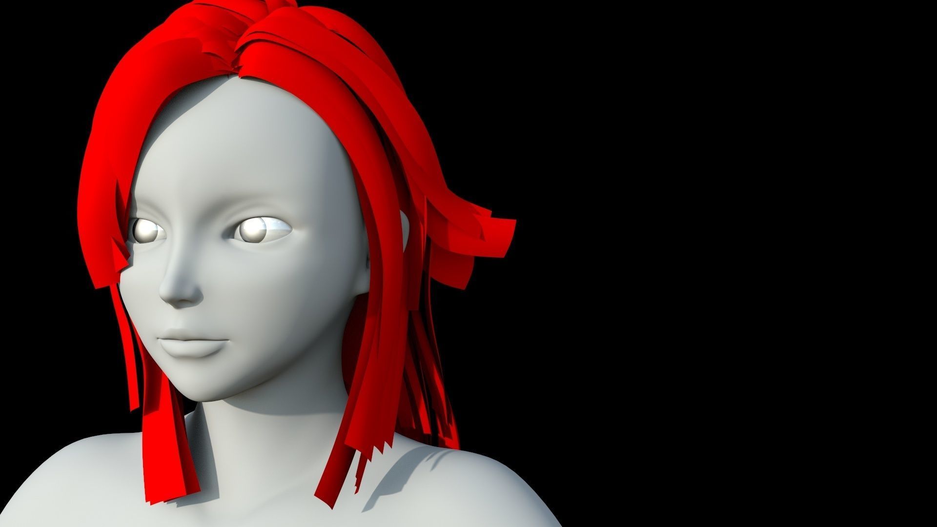Base mesh anime female character - low poly Low-poly 3D model_2