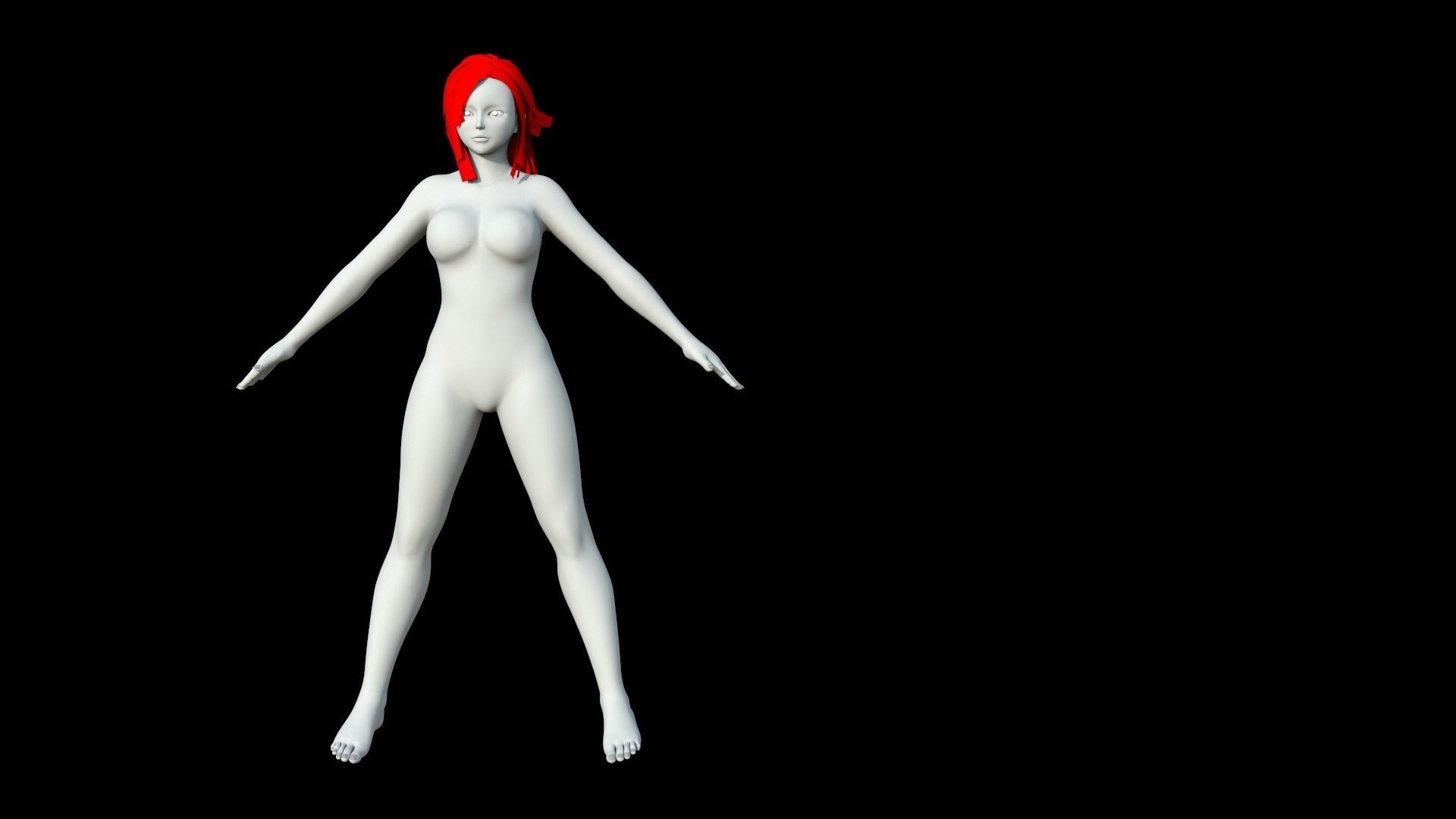 Base mesh anime female character - low poly Low-poly 3D model_3