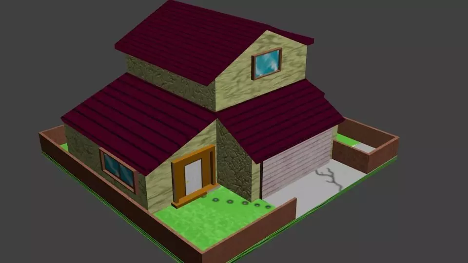 Simply Low-Poly House Low-poly 3D model_0