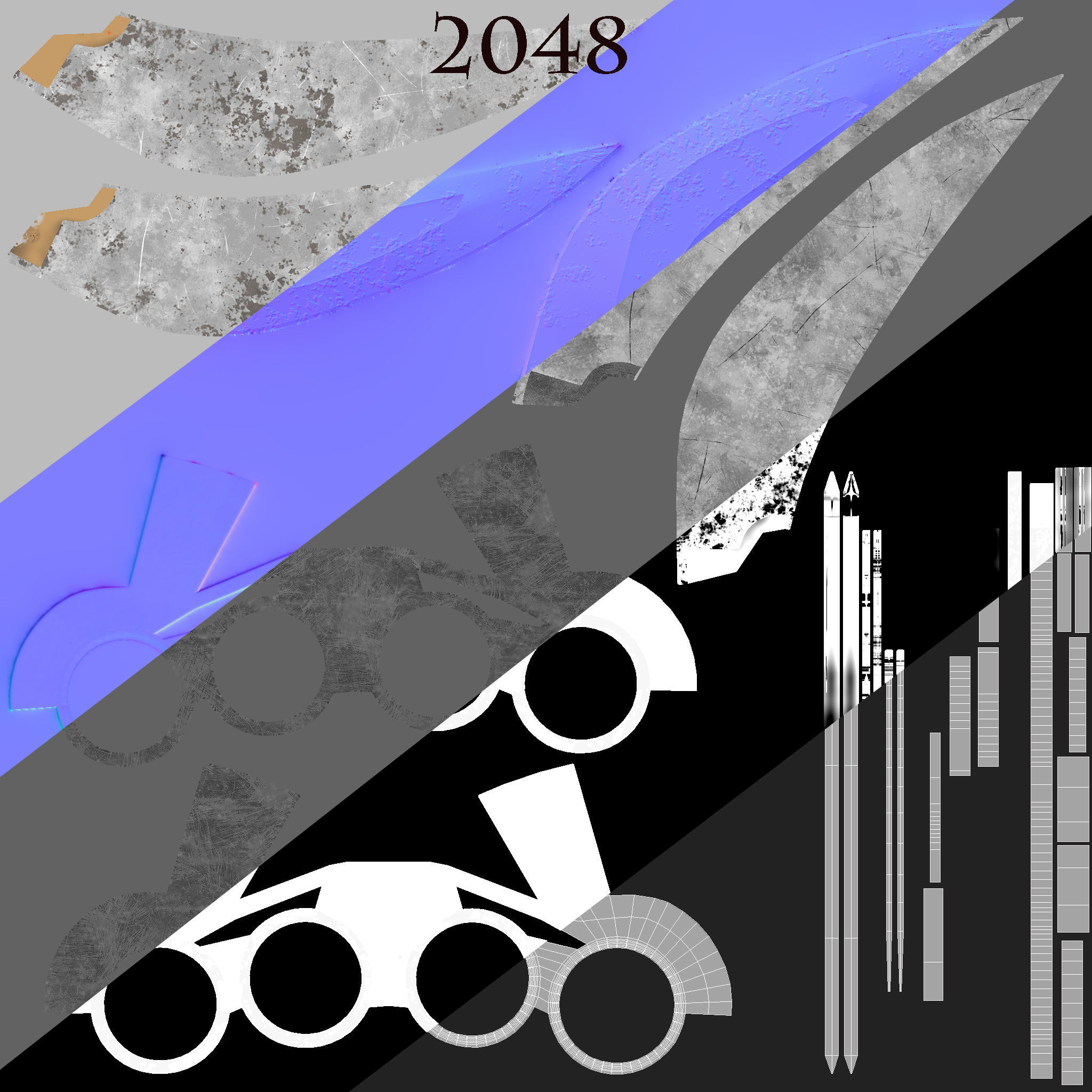 Knuckles Knife Low-poly 3D model_6