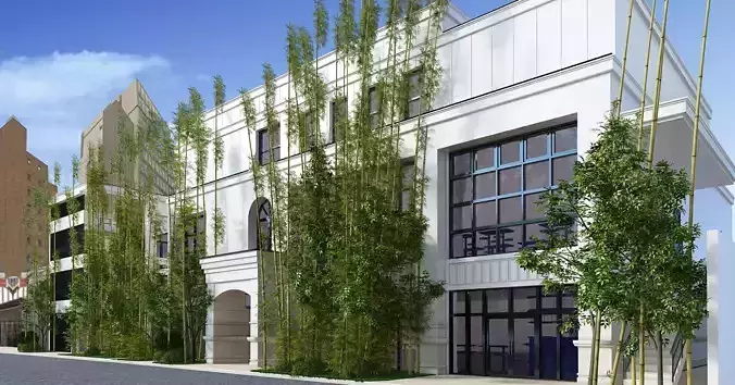 RESTAURANT exterior of building with bamboo trees