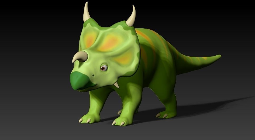 Cartoon green dino Low-poly 3D model_2