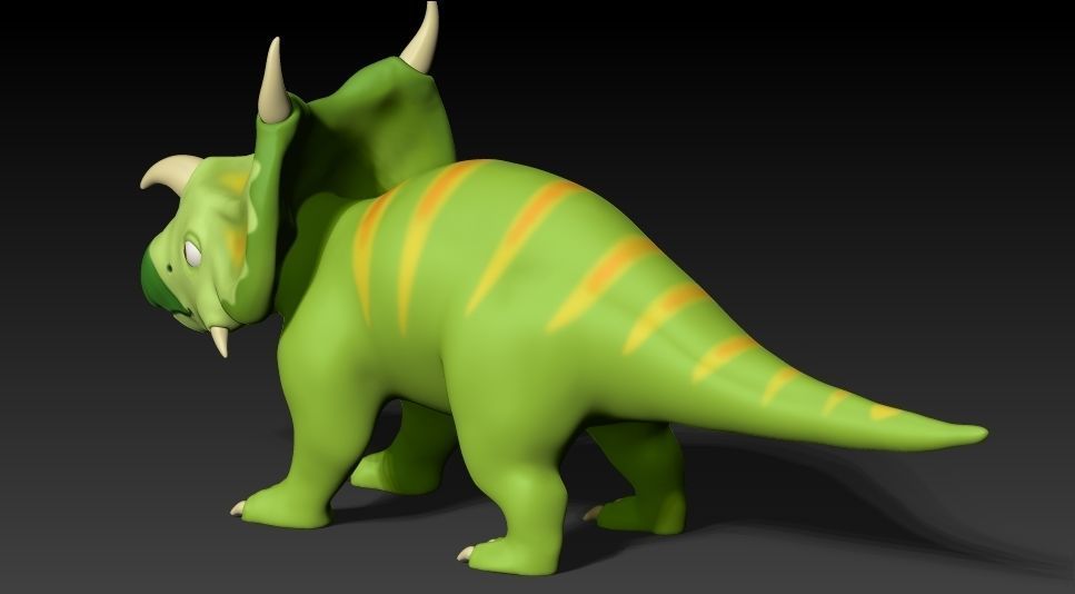Cartoon green dino Low-poly 3D model_3