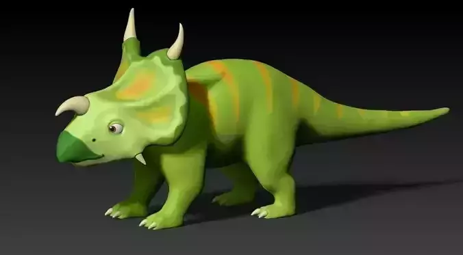 Cartoon green dino Low-poly 3D model