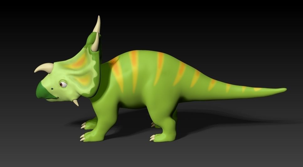 Cartoon green dino Low-poly 3D model_4