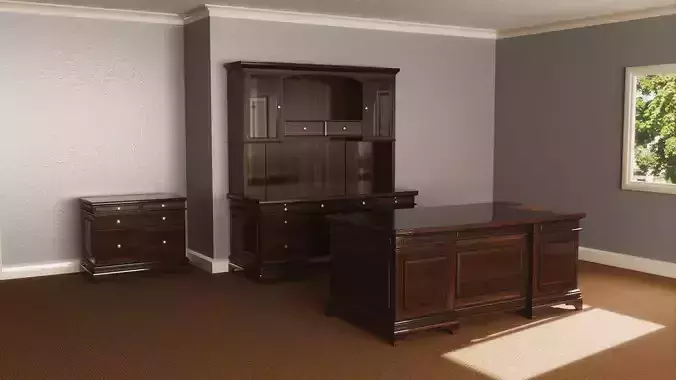 Classic Office Furniture Low-poly 3D model