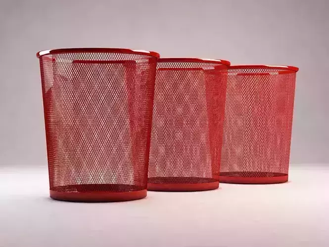 BIN---Wastepaper basket with iron mesh Low-poly 3D model