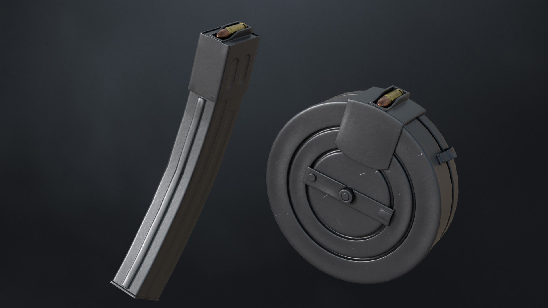 PPSh-41 Soviet submachine gun 1942 Low-poly 3D model_7