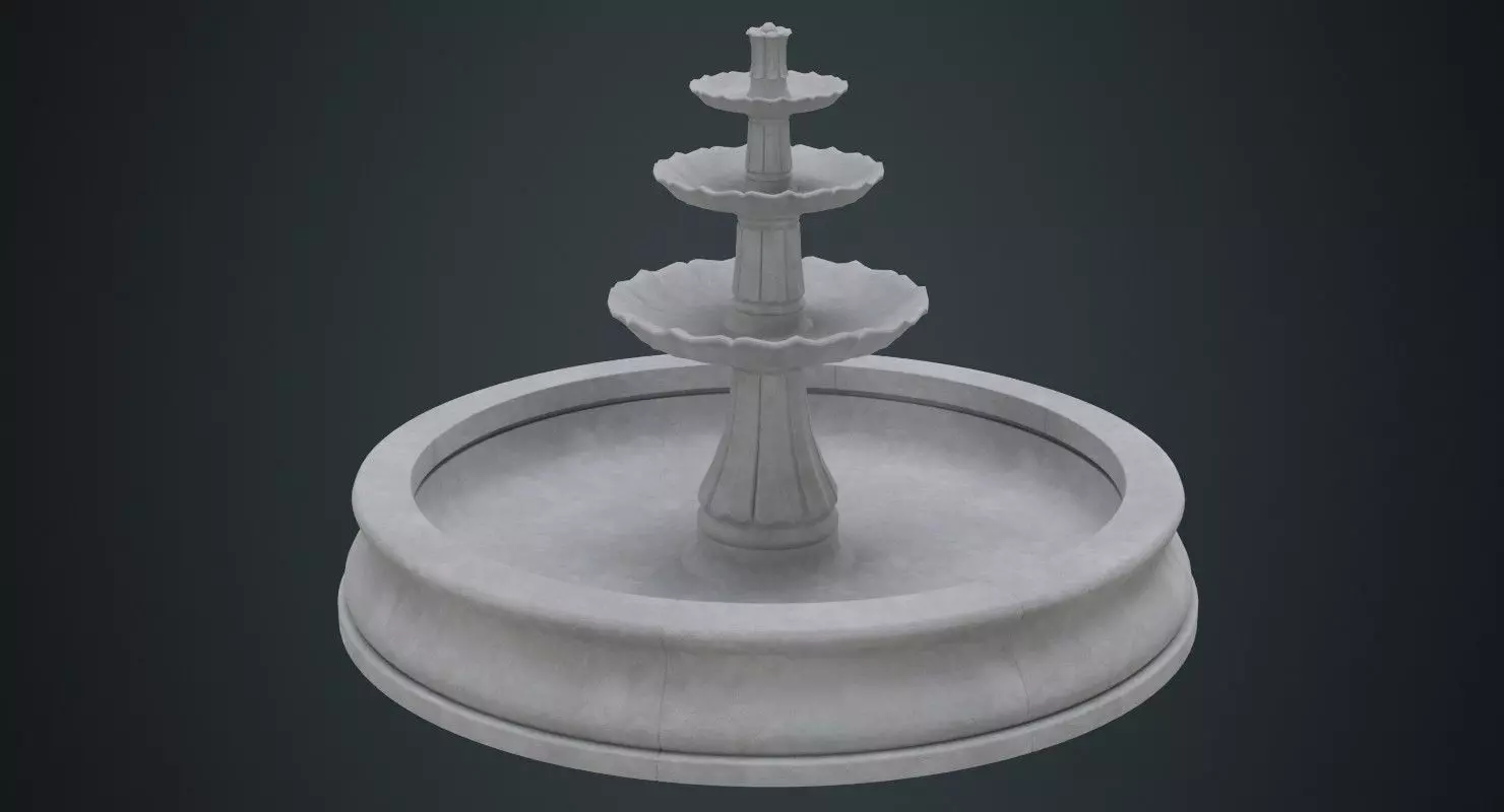 Fountain 2A Low-poly 3D model_0