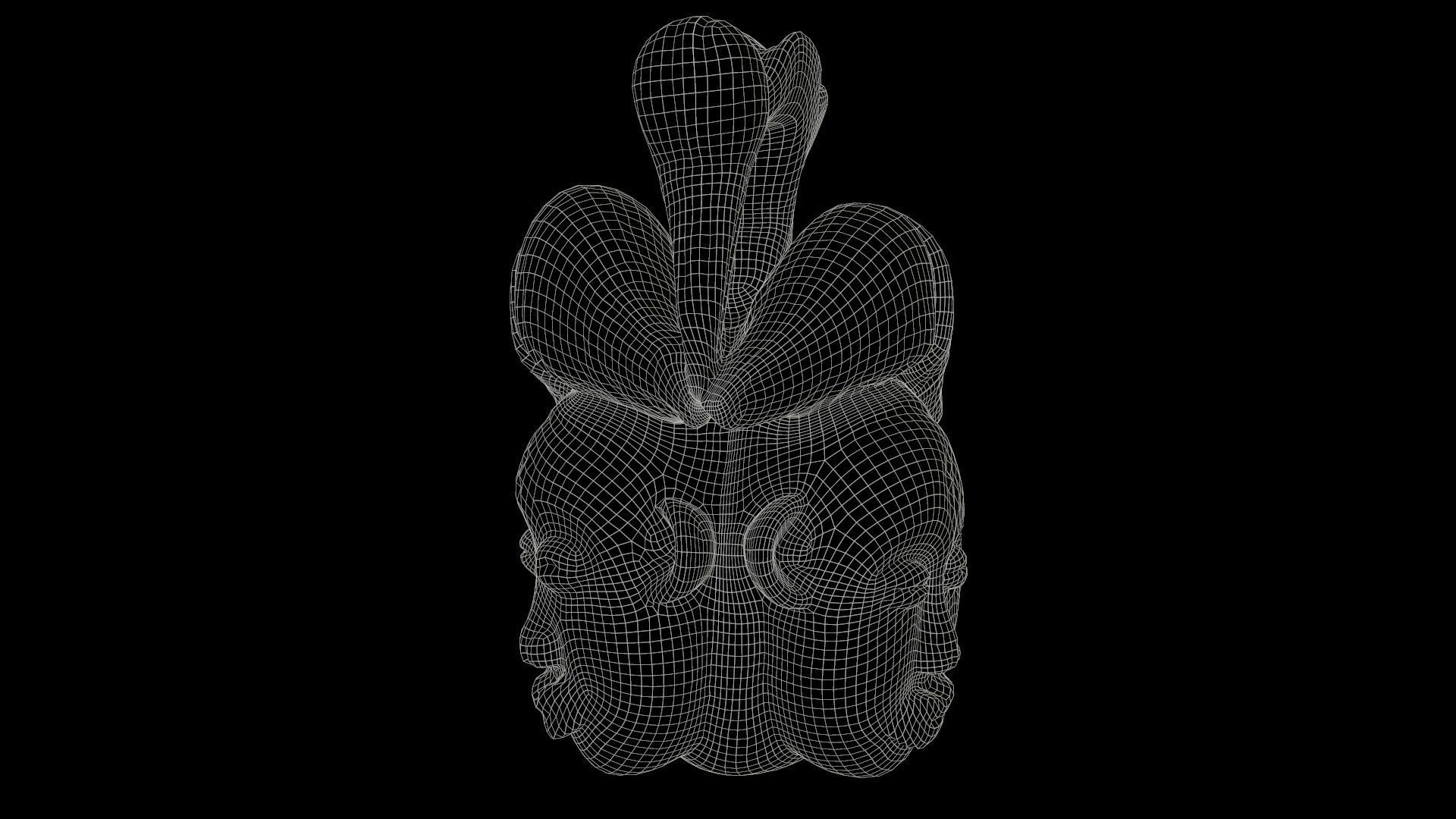 Asian Mask Carved Wood 45 Low-poly 3D model_6