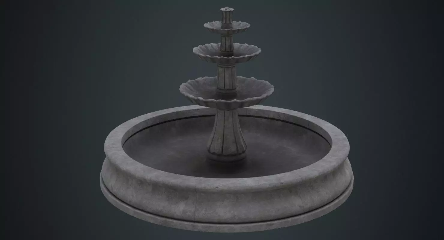 Fountain 2B Low-poly 3D model_0