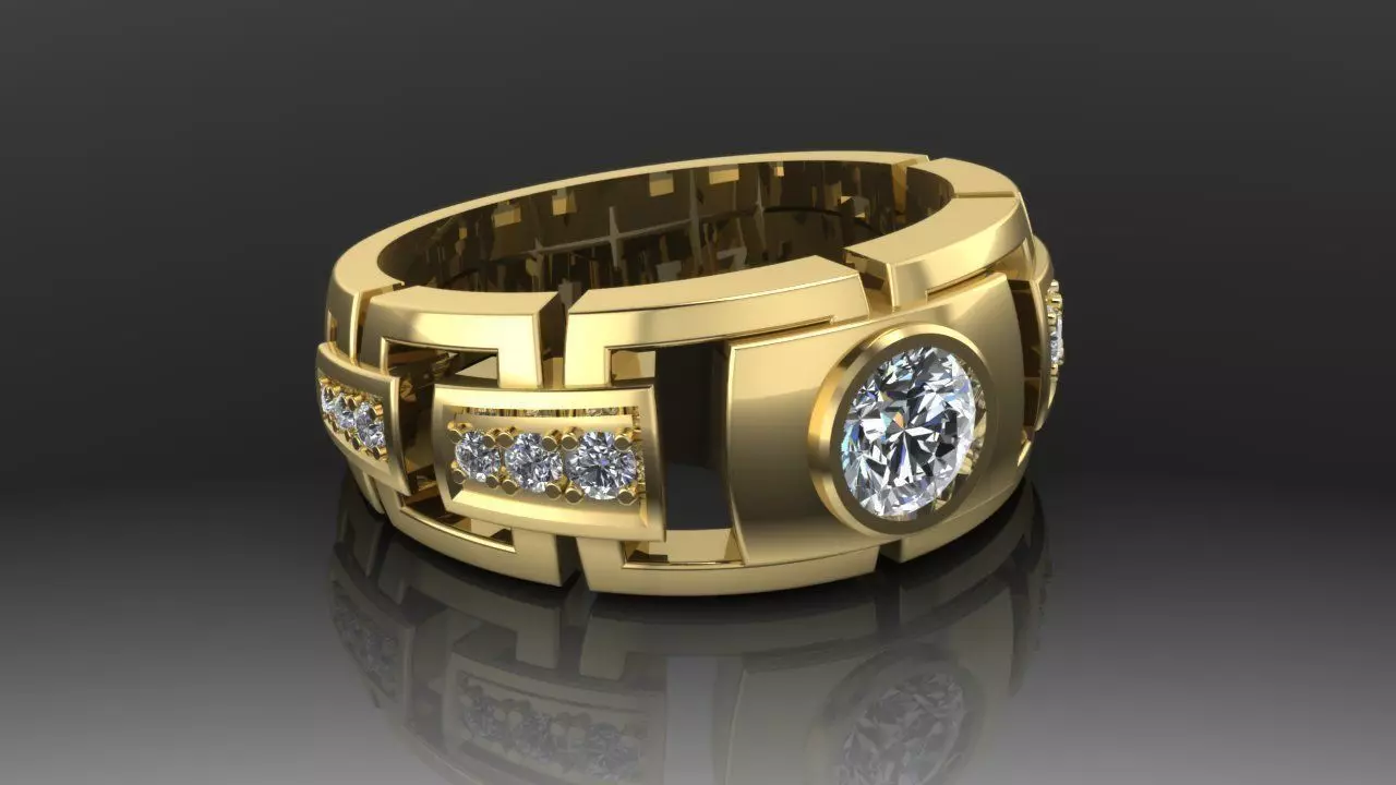 Ring 9 gold with diamonds 3D print model
