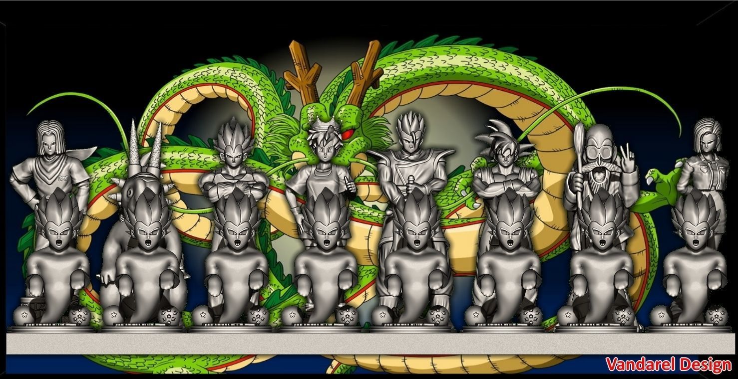 C-17 DBZ Chess game 14cms or figurines 20cms 3D print model_9