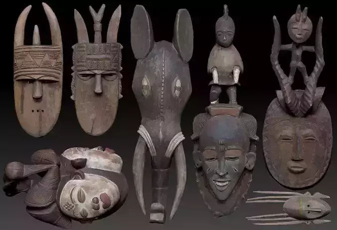 Carved  Wooden Mask Collection 