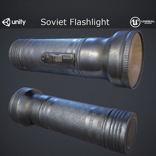 Soviet Flashlight Low-poly 3D model
