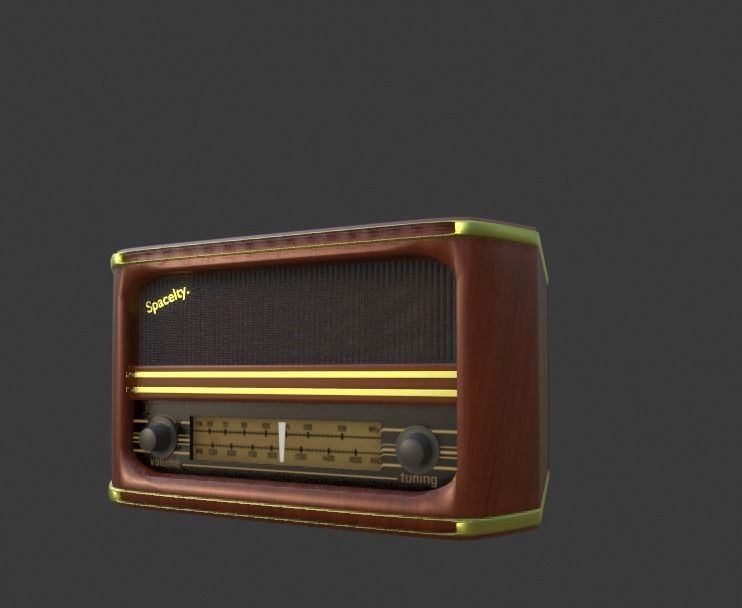 Old Style Radio Low-poly 3D model_1