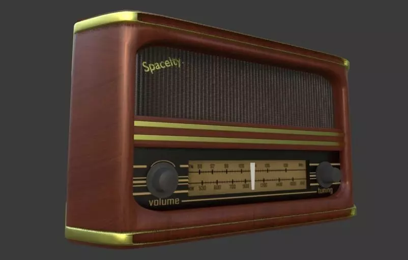 Old Style Radio Low-poly 3D model_0