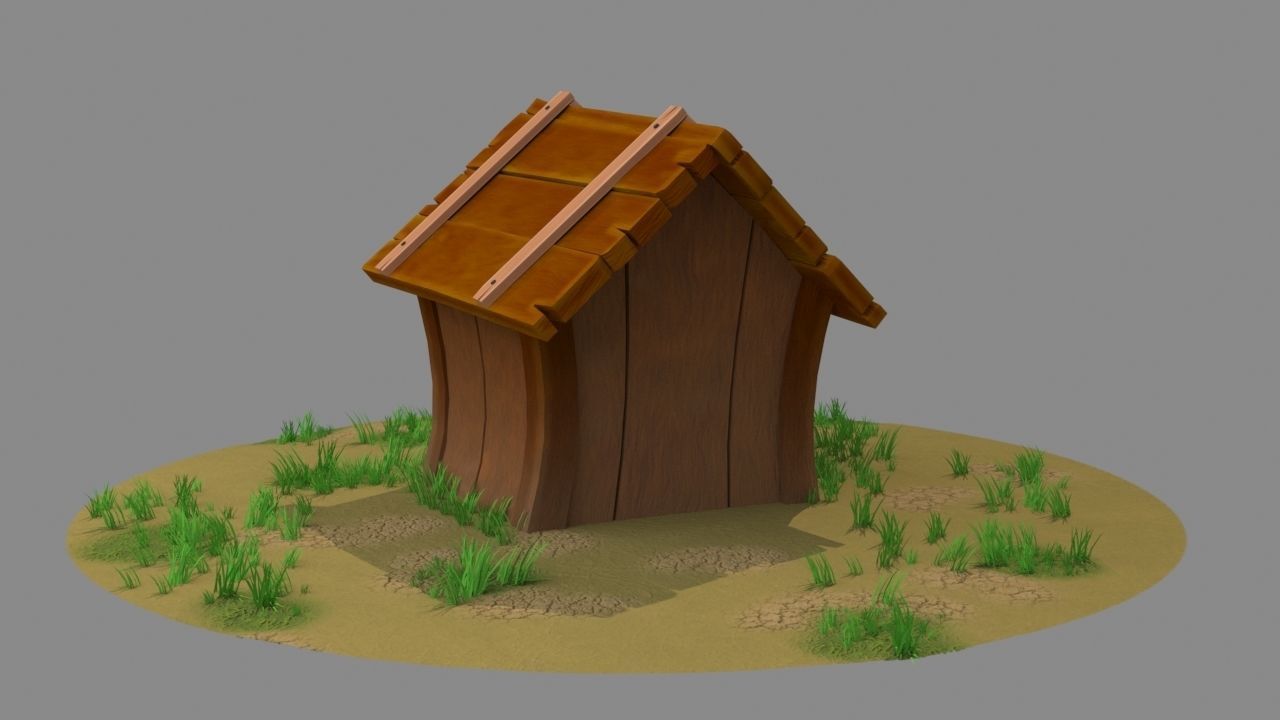 Dog House Low-poly 3D model_1