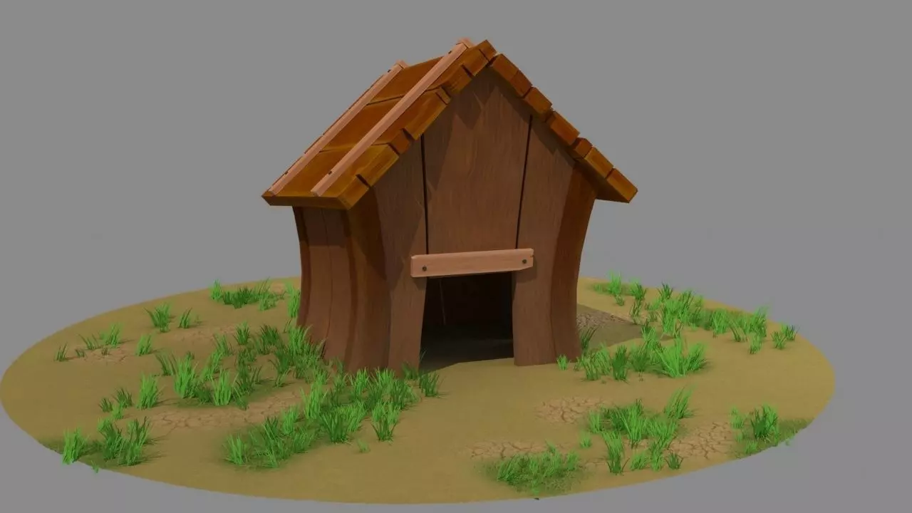 Dog House Low-poly 3D model_0