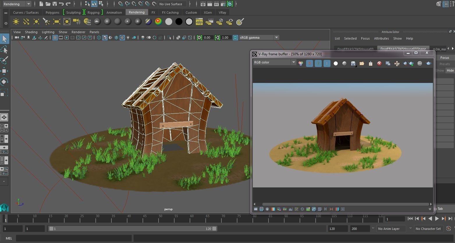 Dog House Low-poly 3D model_2